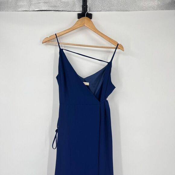Aidan By Aidan Mattox Double Strap Wrap Dress Maxi  Navy  Womens Size 10 - Picture 4 of 11